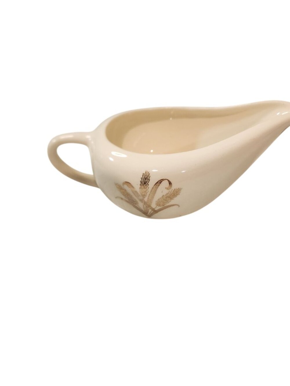 Unmarked USA Gravy Boat vintage, with golden wheat and fleur